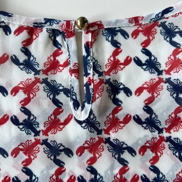 C Wonder by Christian Siriano Blouse Top Women's Size Small Lobster Print - Picture 4 of 9